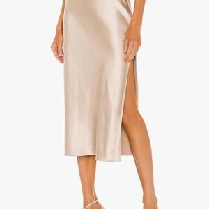 Ivory / Cream satin Pencil midi Skirt